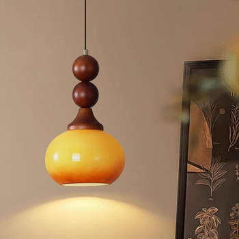 Retro Master Bedroom Bedside Chandelier with a High-End Feel, French Mid-Century Style, Solid Wood Gradient Color, American-Style Adjustable Small Chandelier