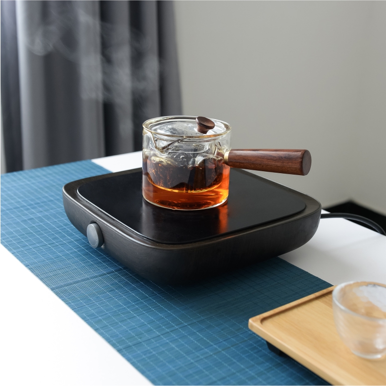 Cooking pot heat resistant high temperature resistant glass transparent solid wood tea pu - erh tea kungfu tea set filter teapot side handle