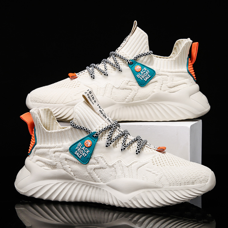 Ism167-006 BeigeMen's Shoes 2021 new pattern spring trend Versatile Flying weaving Mesh surface ventilation motion leisure time walking shoes Fashion shoes summer