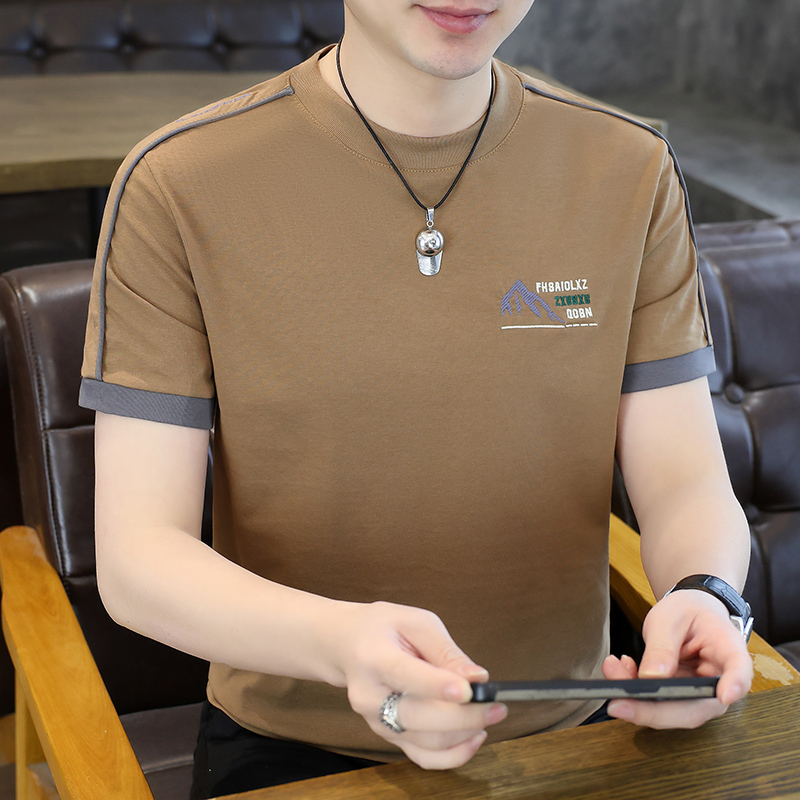 Cotton Short-Sleeved T-Shirt for Men in Summer Thin Trendy Brand Men's Tops Round Neck Embroidered Undershirt Summer Sweat-Absorbent Half-Sleeved Men Cotton Short-Sleeved T-Shirt for Men in Summer Thin Trendy Brand Men's Tops Round Neck Embroidered Undershirt Summer Sweat-Absorbent Half-Sleeved Men