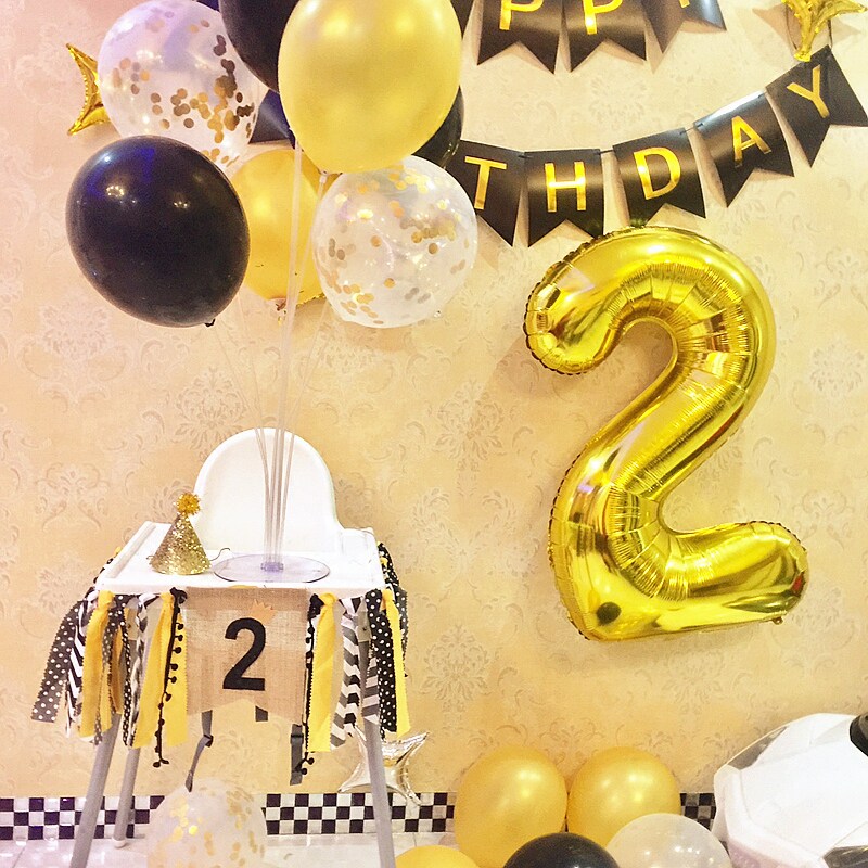 Large golden digital aluminum film balloon 0-9 baby's birthday arrangement 100-day decoration wedding room arrangement 32 inches