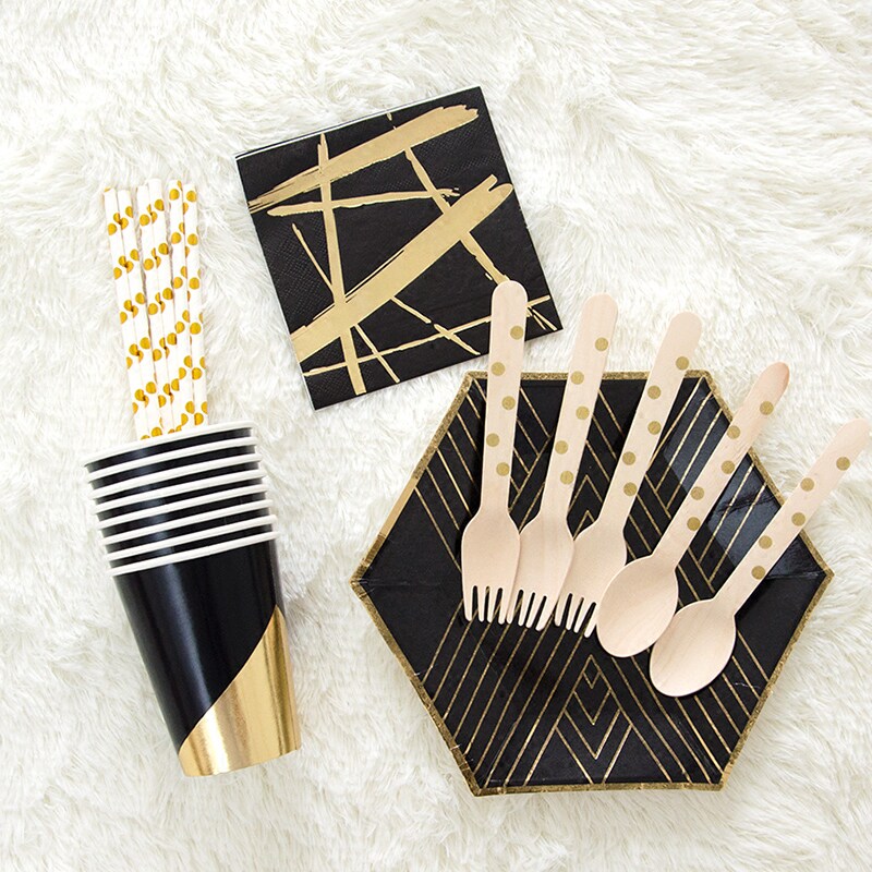 ins disposable paper plate cake plate thickened bronzing birthday party decoration supplies birthday tableware dinner plate