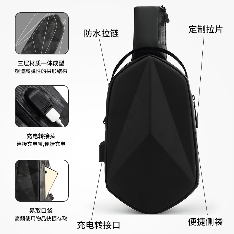 Skew Satchel male hardshell chest bag Cool Sports Car Large Capacity Diagonal Satchel Outdoor Theft Locomotive Small-to-Bag Mobile Phone Bag