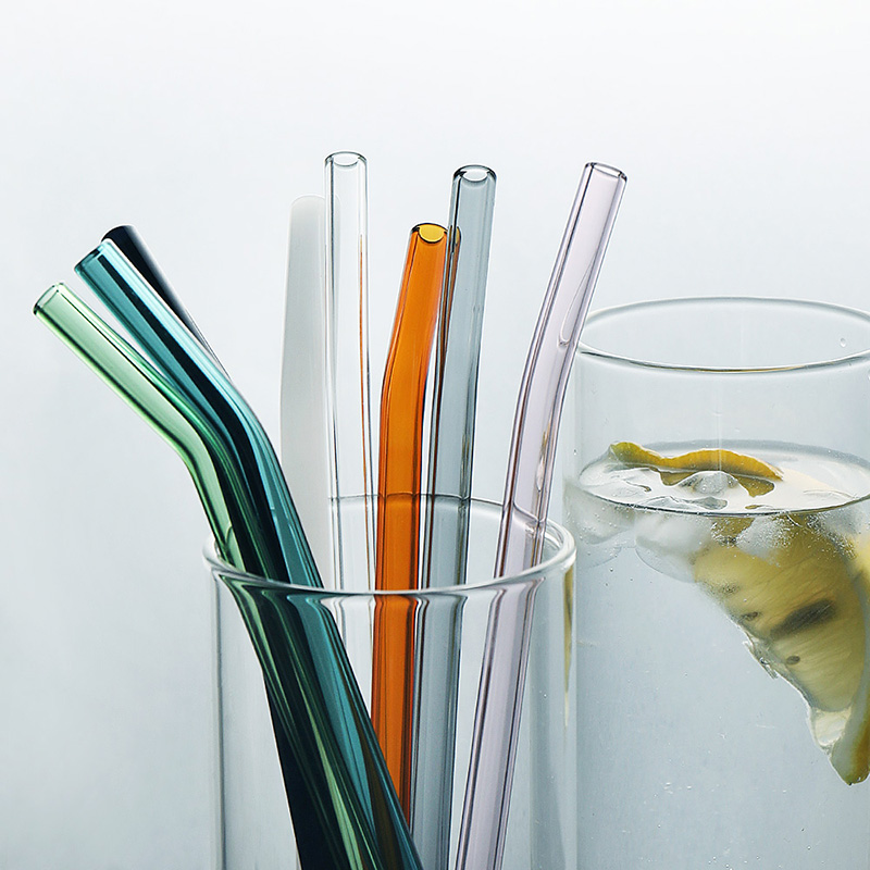 Half room ins environment-friendly colored glass straw transparent water cup straw juice beverage mixing rod creative milk tea cup
