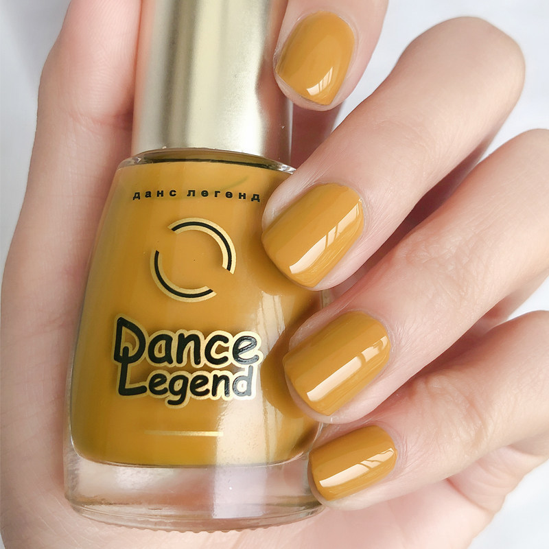 Dance Legends Russian nail polish net red with 409 retro turmeric colour toe explicit white