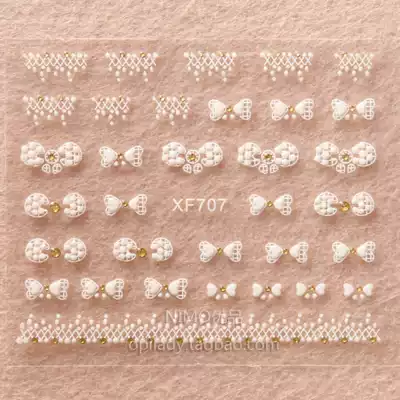 3D nail stickers three-dimensional carved bow Net red nail polish sticker decals DIY tools nail jewelry