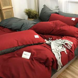 ins简约纯色四件套网红北欧床单被套