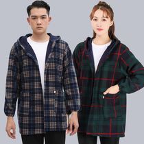 Winter coat plus velvet adult work clothes household kitchen long sleeve G apron men and women thick coats can be worn outside