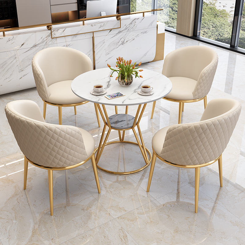 Light Luxury Sales Office Negotiation Table and Chair Set, Beauty Salon Clinic Store Rest Area Table and Chairs, Reception Round Table and Chairs