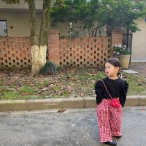 Korean childrens clothing 2021 autumn new childrens pants Korean red lattice pants casual pants wide leg pants