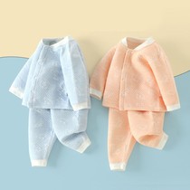 Childrens thermal underwear set autumn and winter baby cotton pajamas baby clothes thick home clothes autumn trousers