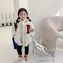 2021 winter clothes New Girls coat baby Foreign style thin cotton clothes Korean childrens letter cotton clip baseball suit Korean