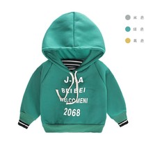 Boy plus velvet hooded sweater 2020 autumn winter clothes new childrens clothing Korean version of digital English hooded fleece sweater