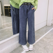 Girls wide leg pants Spring and Autumn 2019 new Korean version of the Chinese children Foreign style straight tube girls autumn childrens jeans