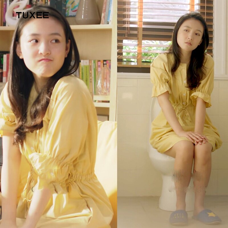 Tuxee I just like you Wu Qian Zhao Qiao a same dress yellow design feeling girl dress 2