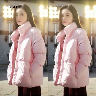 TUXEE European station Gulinaza star with the same down jacket women's autumn and winter 20 new pink white duck down jacket