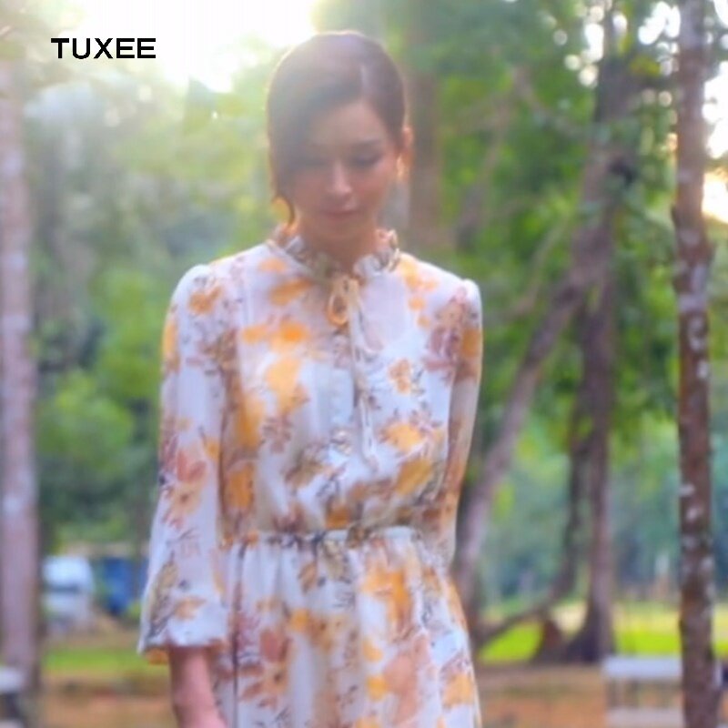 TUXEE only serves to meet you Wenming Shan with the same print and a long version of the Snow-spun foreign women 's