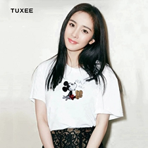 TUXEE Yang power stars the same white blouse 2020 rat year early spring Mitch printed pure cotton short sleeve t-shirt woman