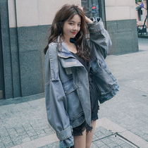 Short denim jacket womens spring and autumn 2021 New Korean version of loose Joker fried street jacket jacket ins tide