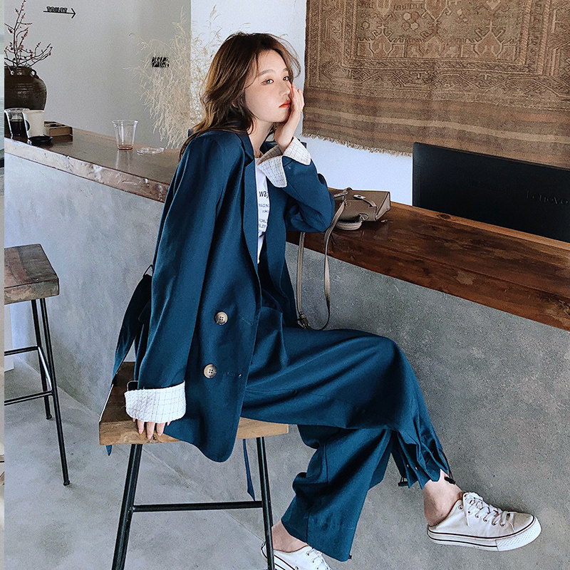 Small suit suit women's spring and autumn new Korean version loose occupation age reduction Foreign temperament two-piece suit jacket