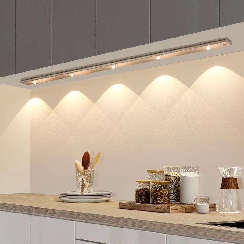 Ultra-Thin Smart Led Human Body Sensor Light Rechargeable Self-Adhesive Hill Cat Eye Light Strip Wine Cabinet Cupboard Wardrobe Light Strip