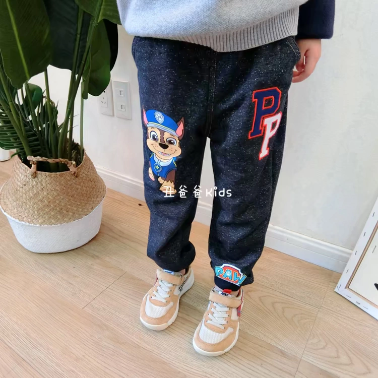 Xuất khẩu 18 chàng trai và cô gái mùa thu Wang Wang đội giả quần denim quần thường Quần trẻ em mẫu giáo vừa phải đồ bơi trẻ em