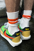 Pure Cotton Pile Socks Stocking Orange Striped Autumn Hair Stockings Knitted All-cotton Socks 100 Hitch and Ins Little crowdstocking