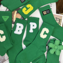 bv green tether socks female outwear 100 hitch winter mid-cylinder long socks with shark pants pure cotton socks Korean nets red tides stockings