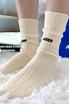 Boarder ADER thick and warm medium cylinder socks coarse needlework Alphabet Embroidery Nets Red Ins Tide Socks Pile Socks women