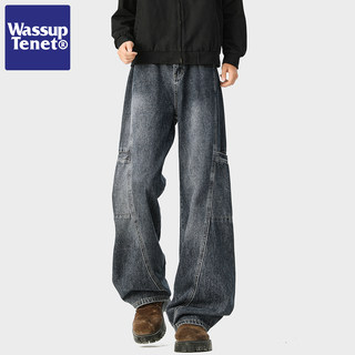 Wassup Tenet American Retro Straight-Leg Workwear Jeans for Men, Autumn Trendy Brand Loose Casual Versatile Long Pants