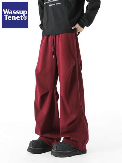 Wassup Tenet Drapey Sports Sweatpants Unisex Autumn New High Street Fashion Casual Long Pants for Men