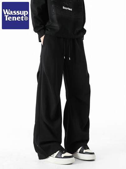 Wassup Tenet Drapey Sports Sweatpants Unisex Autumn New High Street Fashion Casual Long Pants for Men