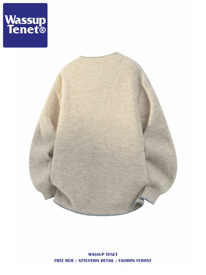 Wassup Tenet American-Style Knitted Wool Sweater for Men, Autumn and Winter, Loose and Casual Style, Versatile Sweater Jacket for Couples