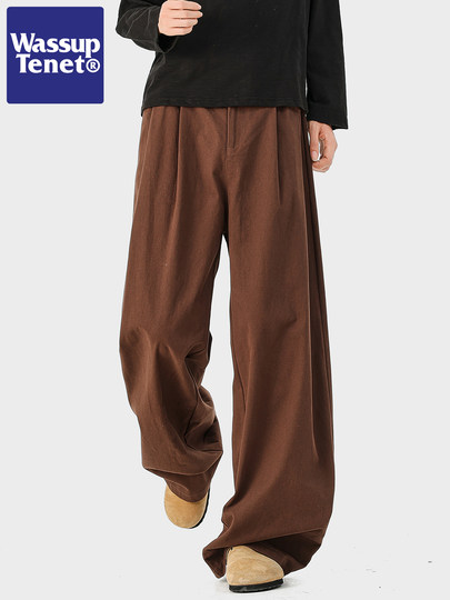 Wassup Tenet American Retro Pleated Scimitar Casual Pants Men's Spring Trendy Straight Loose Cargo Pants