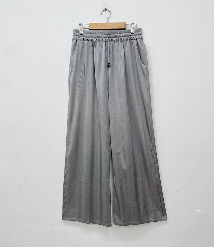 Low-Key Herringbone Pattern Heavyweight Stretch Silk Jacquard Satin Waist-Cinching Solid Color Straight-Leg Pants Mulberry Silk Loose Casual Pants