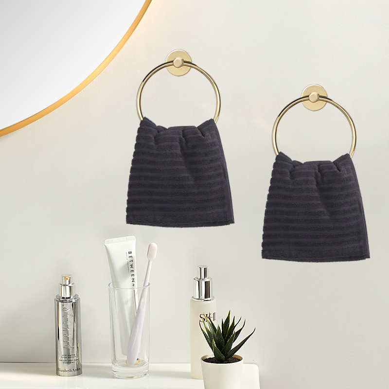 Towel ring free punch hanging ring round hanging towel rack light luxury black ring hanging ring bathroom ring hand towel ring