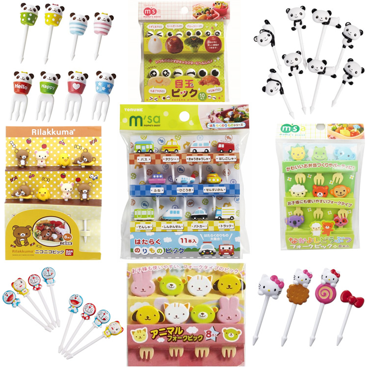 Japanese native msa baby fruit fork cartoon animal children's bento decorative sign 3 teeth does not hurt the mouth 8