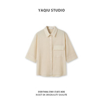 Black shirt womens summer thin design sense lazy loose top French commuter retro short sleeve shirt