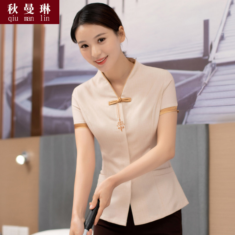 Guest Housekeeping Workwear Short Sleeve Woman Hotel Guesthouse Property Auntie Cleaner Attendant PA Uniform Spring Summer Clothing