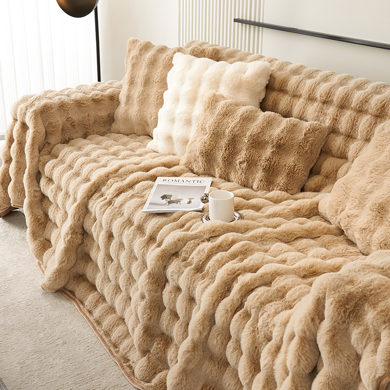 Winter Thickened Rabbit Suede Sofa Cover Cloth Advanced Full Cover Towel Sofa Cover Autumn Winter Full Bag Universal Seat Cushion Blanket-Taobao