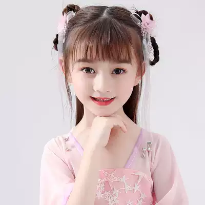 Hanfu headdress children's hair hairpin hair accessories ancient style girl tassel stride ribbon Super fairy child accessories clip hairpin