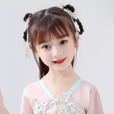 Girls antique ribbon Super fairy Hanfu headdress children Chinese style costume cute tassel baby hair accessories hair clip