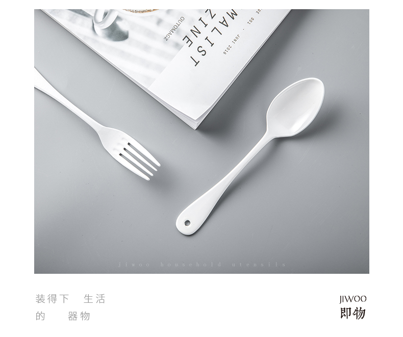 The content system of Japan post staff as high mulberry white enamel metal knife and fork spoon enamel dessert spoons fork white pony