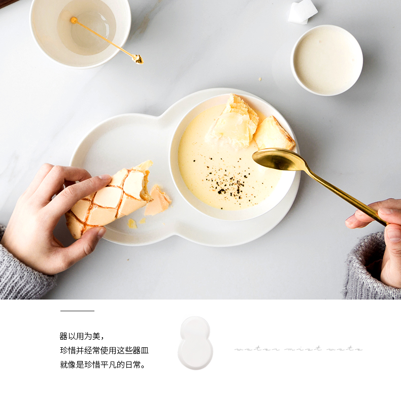 The content water mist with ceramic tableware set tableware tableware creative move porridge breakfast bowl home plate