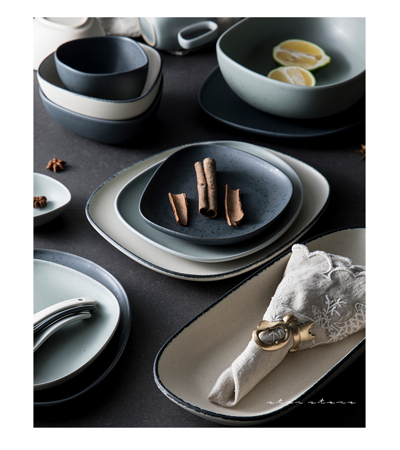 The content ceramic dishes suit household tableware suit dishes chopsticks combination web celebrity tableware ins suit