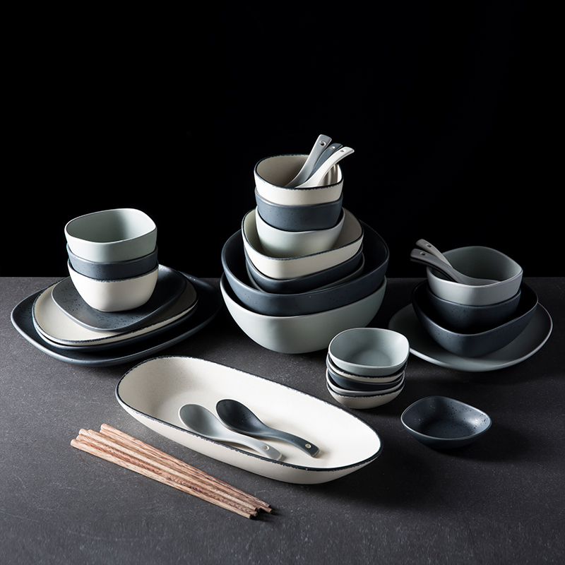 The content ceramic dishes suit household tableware suit dishes chopsticks combination web celebrity tableware ins suit