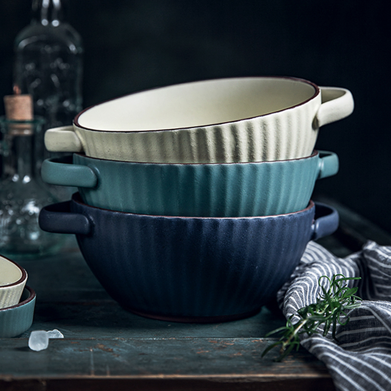 2023 New Bio - ear Creative Soup Bowl Ceramic Soup Bowl with large bowl of anti - hot soup pot for simple bubble bowl
