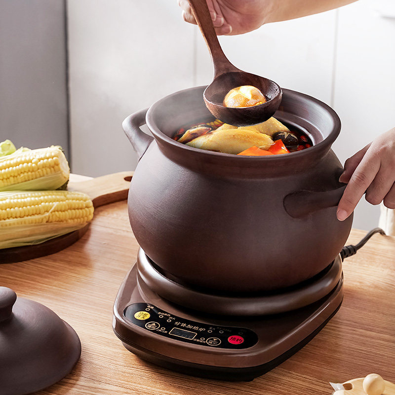 Purple sand casserole automatic soup household casserole Plug-in stew pot High temperature ceramic small upgrade electric soup pot