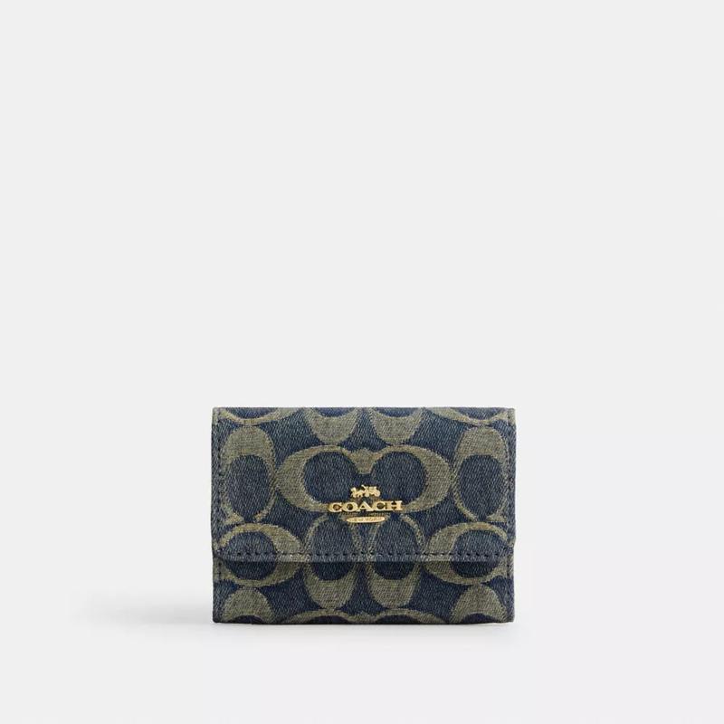 Coach Women's Flap Card Case Flip Wallet Monogram Portable Card Holder Clutch Bag