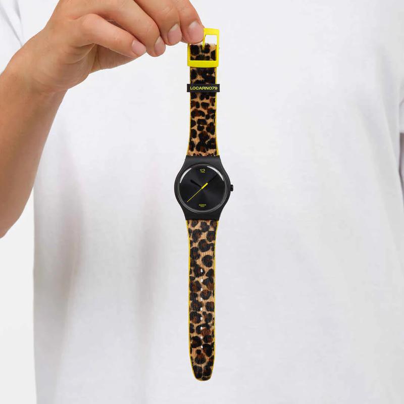 Swatch Watch Locarno 79 Pay International Film Festival Matte Black Leopard Print Limited Edition Watch Swatch Watch Locarno 79 Pay International Film Festival Matte Black Leopard Print Limited Edition Watch
